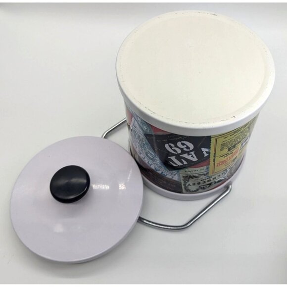 Vintage Metal Ice Bucket With Numerous Whisky Label Exterior Design - Picture 11 of 16